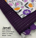 Thumbnail for Purple Linen Sequence Saree with Unstitched Blouse - Hiral Fashion - Distacart