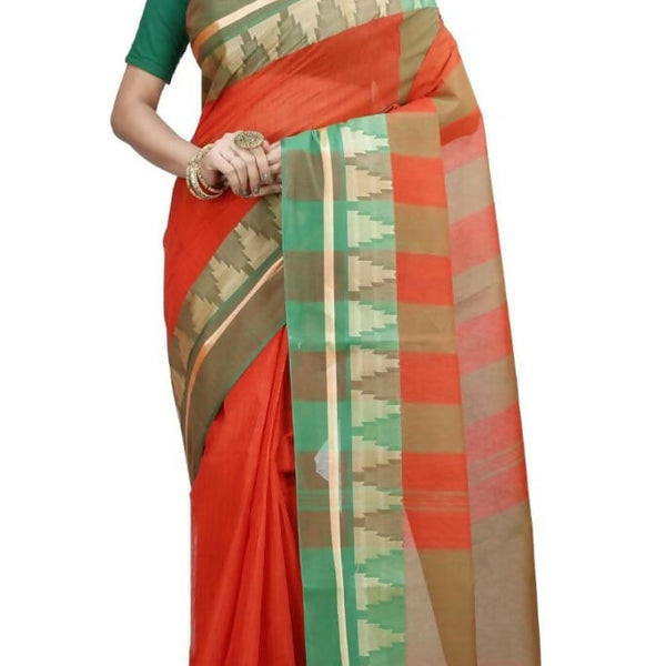 Exclusive Collection Red 100% Pure Cotton Tant Saree