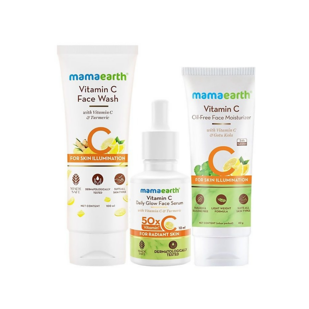 Mamaearth CSM (Cleanser, Serum, Moisturizer) Vitamin C Daily Glow Combo - Distacart