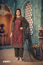 Thumbnail for Anaita Maroon Embroidered Net Salwar Suit - Distacart