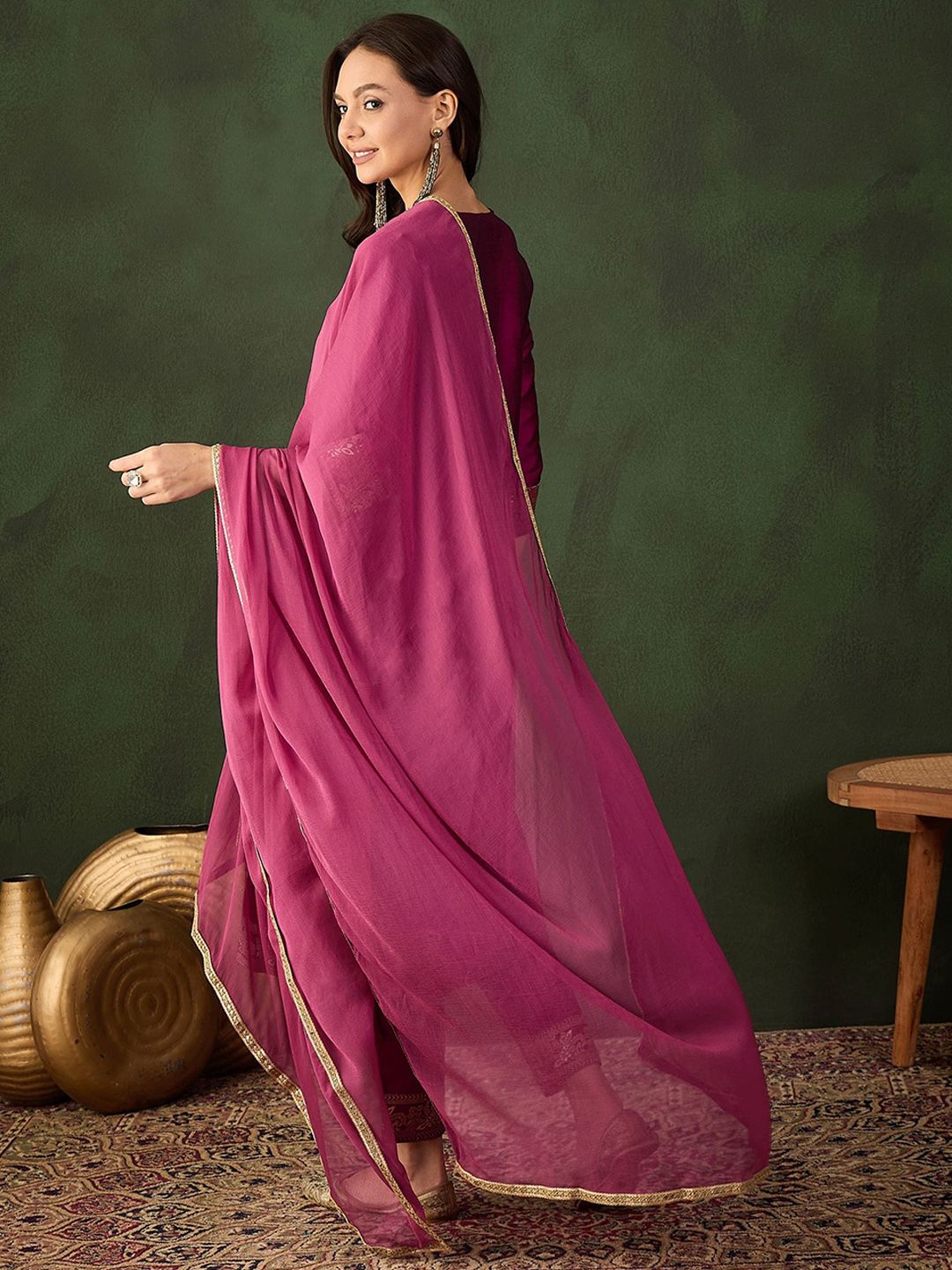 Sangria Woven Design Kurta & Trouser With Dupatta