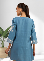 Thumbnail for Joban Fashion Teal Silk Embroidered Readymade Tunic - Distacart