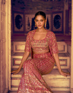 Thumbnail for Anaita Magenta Georgette Stitched 3 Piece Set With Embroidery Zarkan Work - Distacart