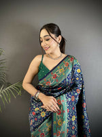 Thumbnail for Joban Fashion Navy Blue Banarasi Soft Silk Woven Saree