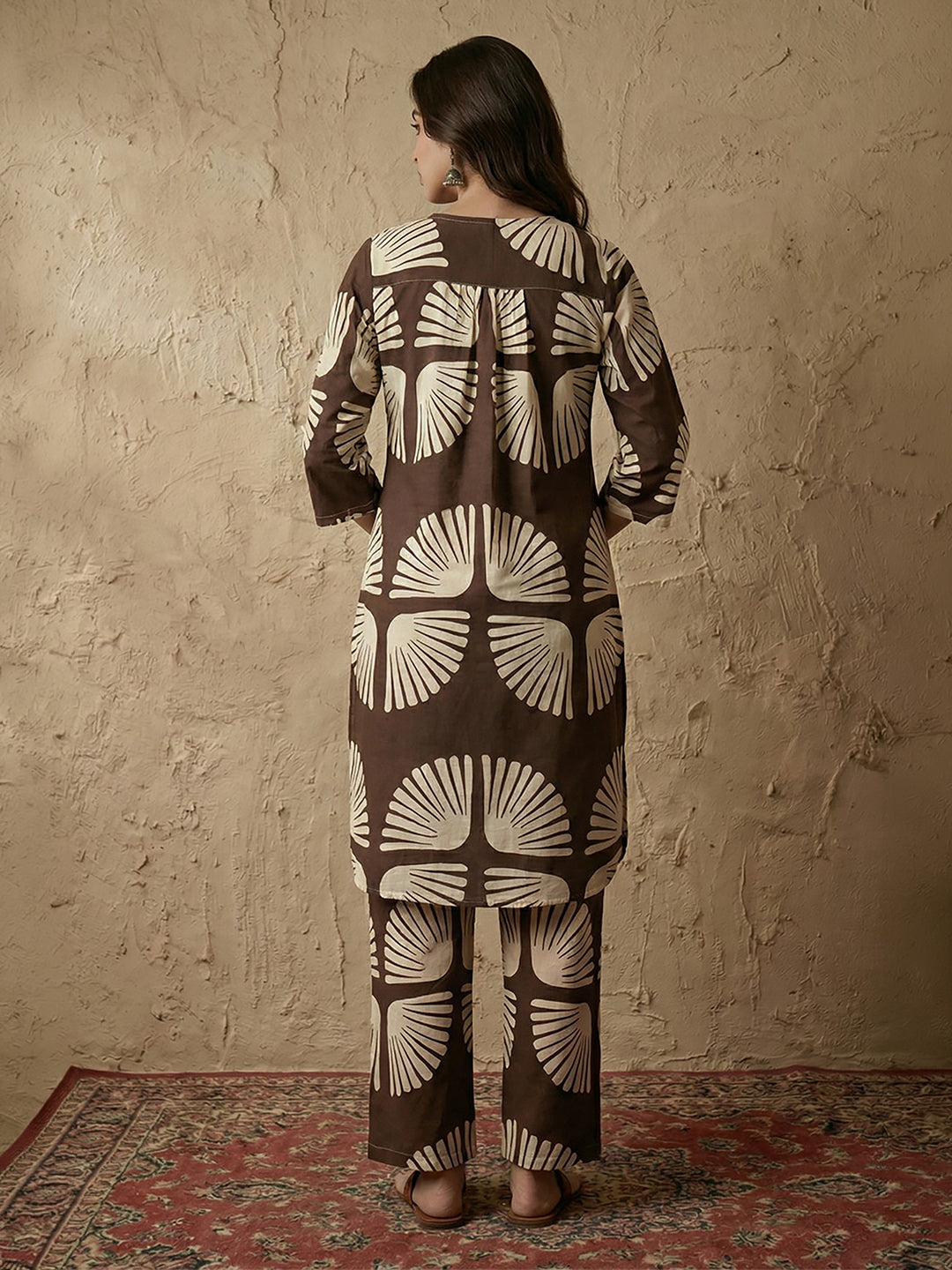 Janasya Brown A-Line Rayon Blend Pant Co-ord Sets - Dista