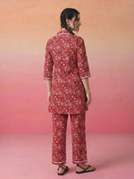 Thumbnail for Janasya Rust A-Line Rayon Blend Pant Co-ord Sets - Dista