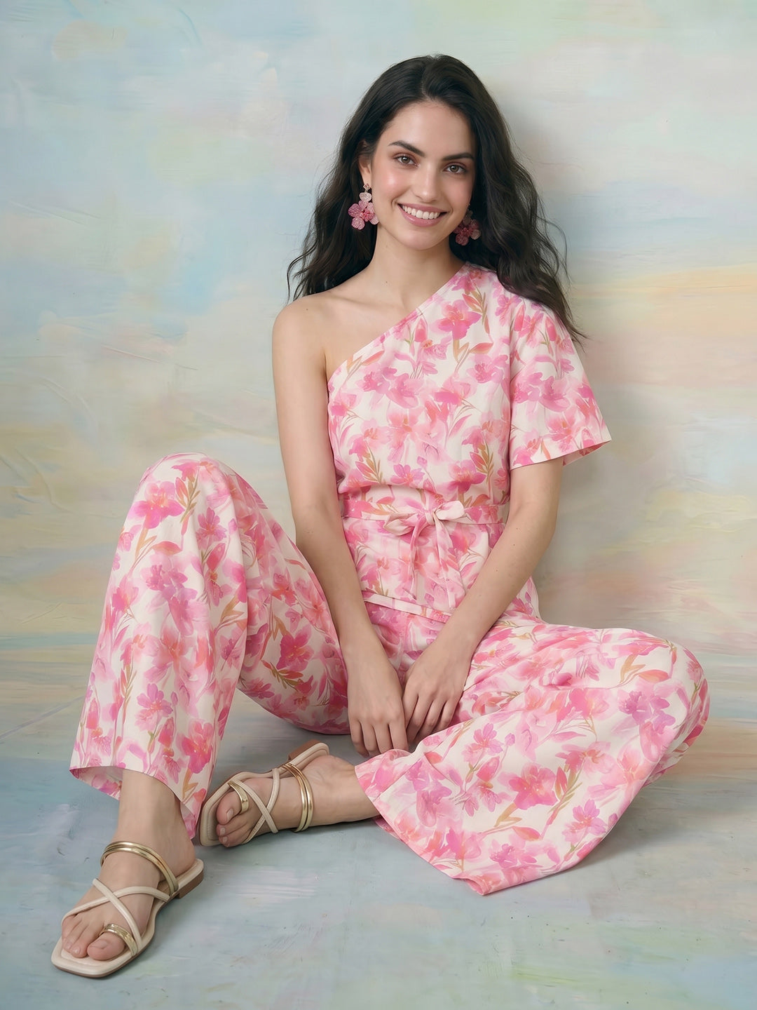 Janasya Pink Straight Crepe Pant Co-ord Sets - Dista