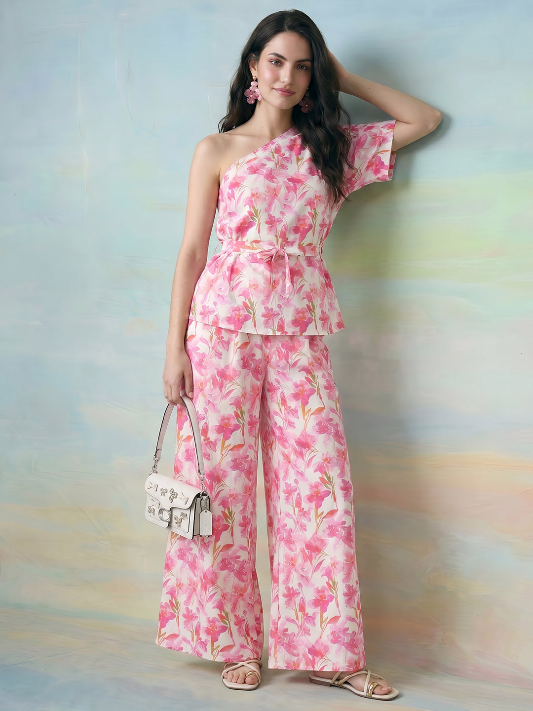 Janasya Pink Straight Crepe Pant Co-ord Sets - Dista