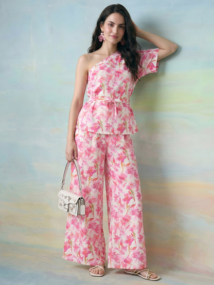 Janasya Pink Straight Crepe Pant Co-ord Sets - Dista