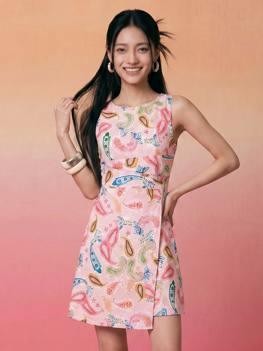 Janasya Baby Pink Wrap Rayon Blend Dress - Dista