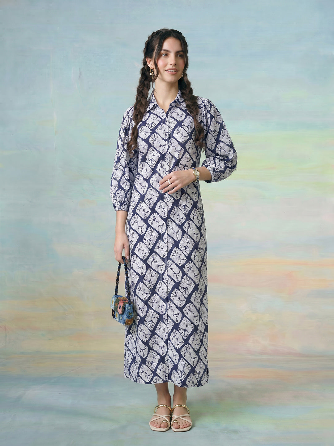 Janasya White Straight Rayon Blend Dress - Dista