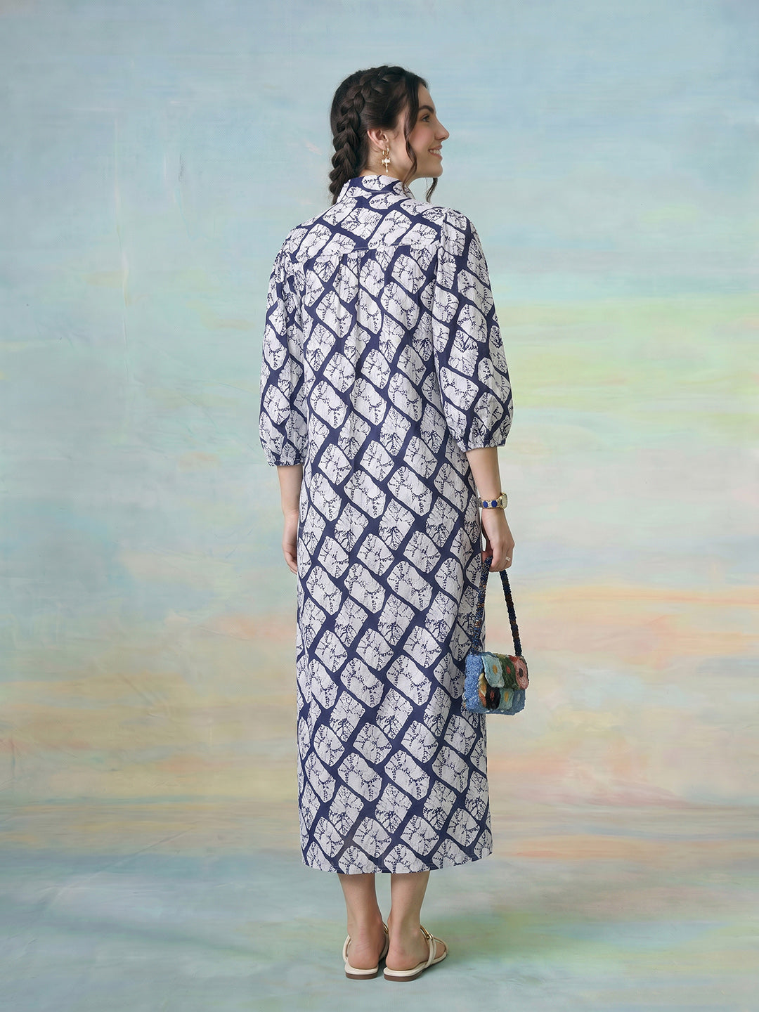 Janasya White Straight Rayon Blend Dress - Dista