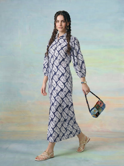 Janasya White Straight Rayon Blend Dress - Dista