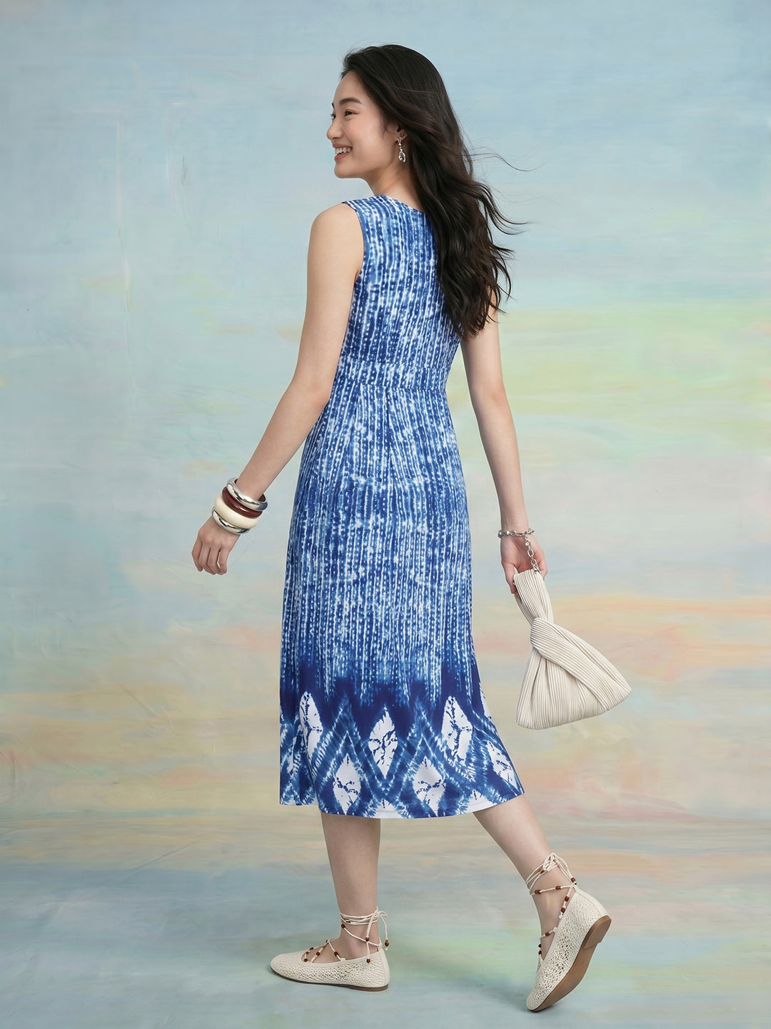 Janasya Navy Blue Wrap Rayon Blend Dress - Dista