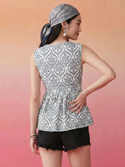 Janasya Off White A-Line Crepe Top - Dista