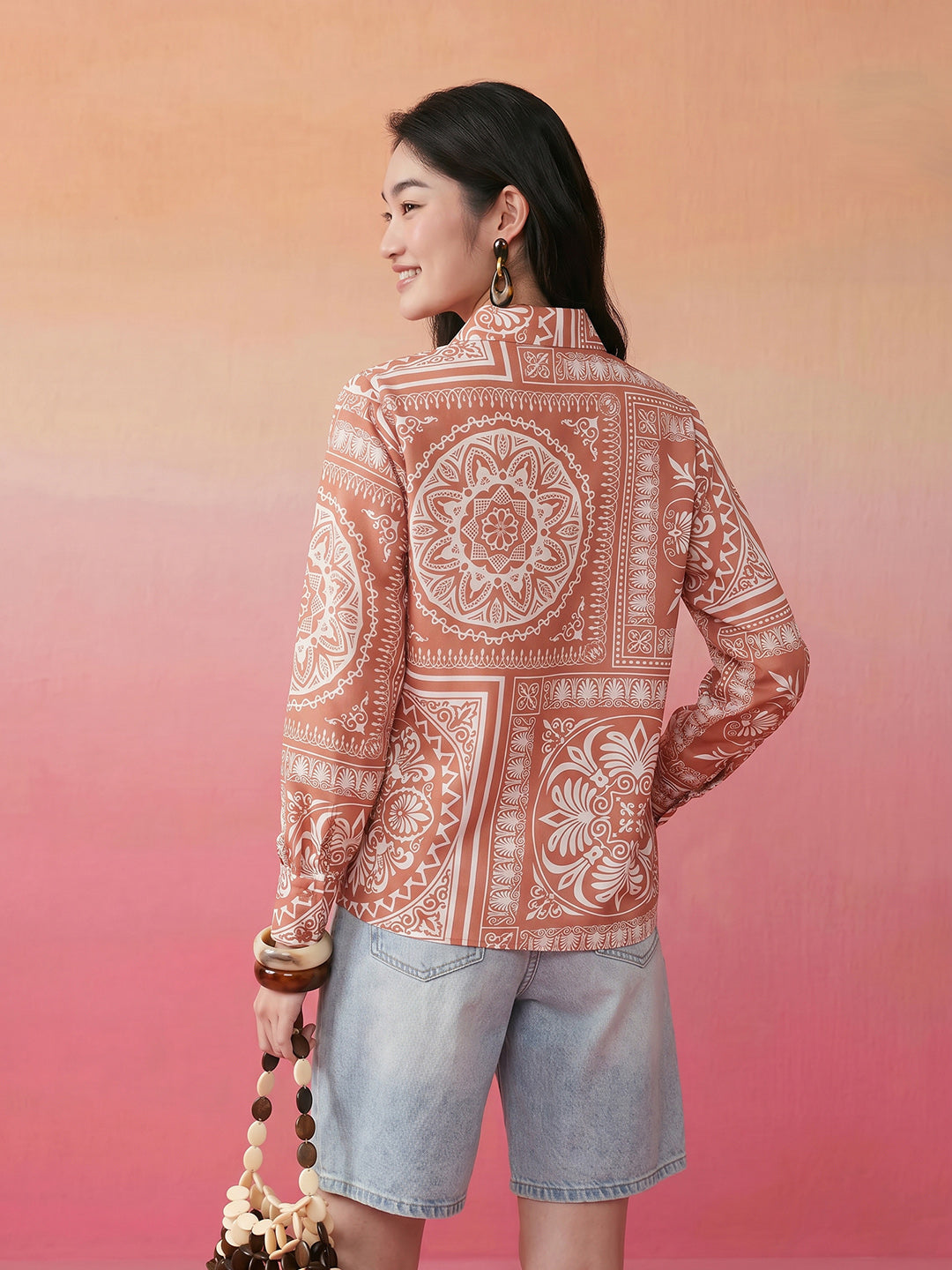Janasya Rust Shirt Rayon Blend Top - Dista