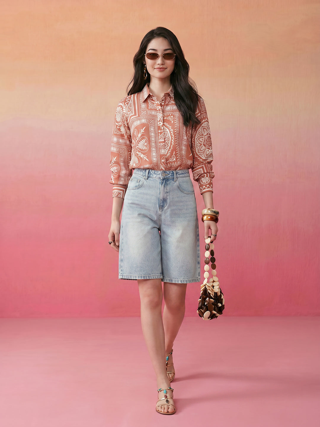 Janasya Rust Shirt Rayon Blend Top - Dista