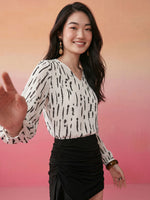 Thumbnail for Janasya Off White Straight Chiffon Top - Dista