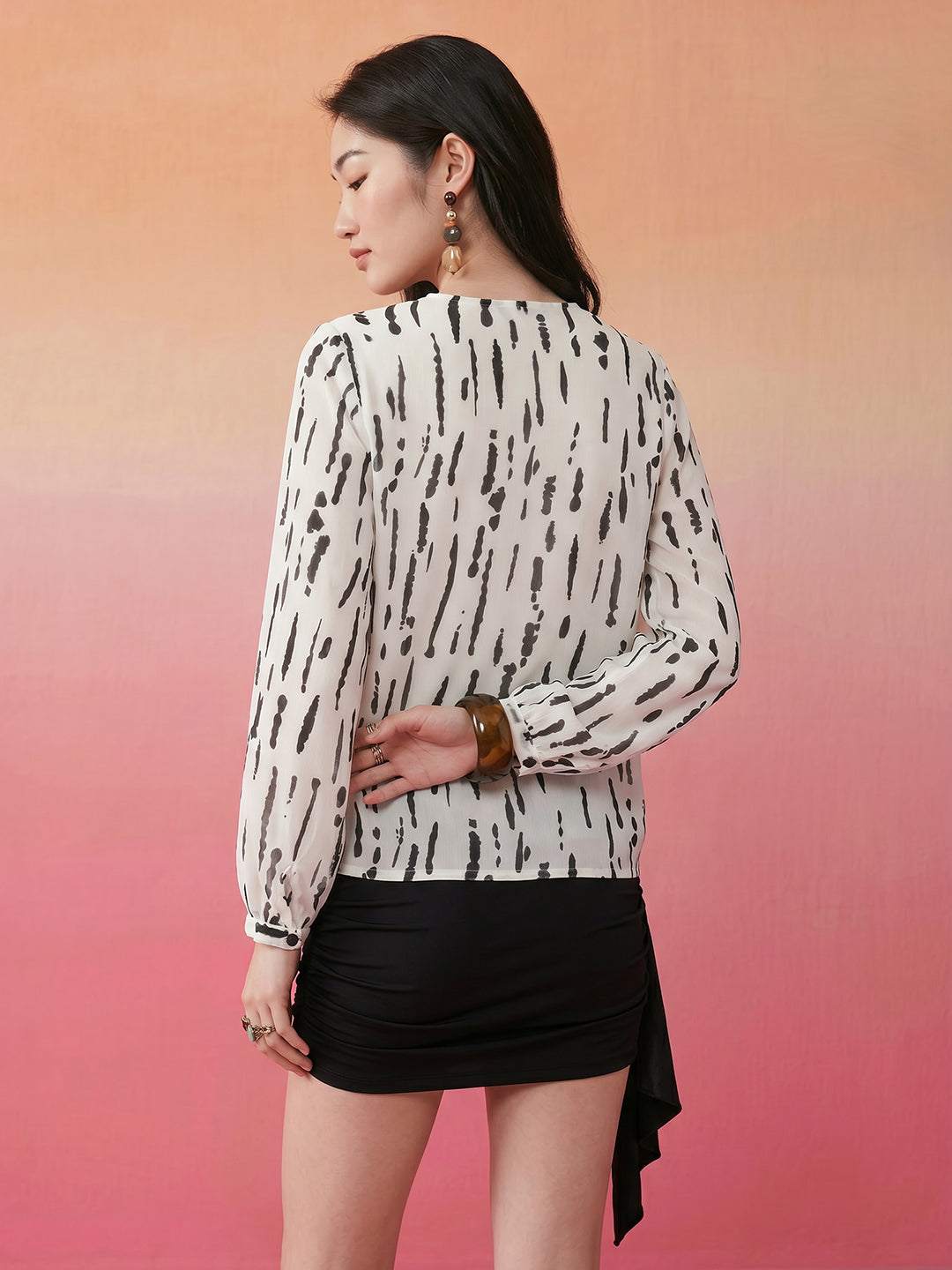 Janasya Off White Straight Chiffon Top - Dista