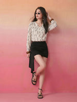Thumbnail for Janasya Off White Straight Chiffon Top - Dista