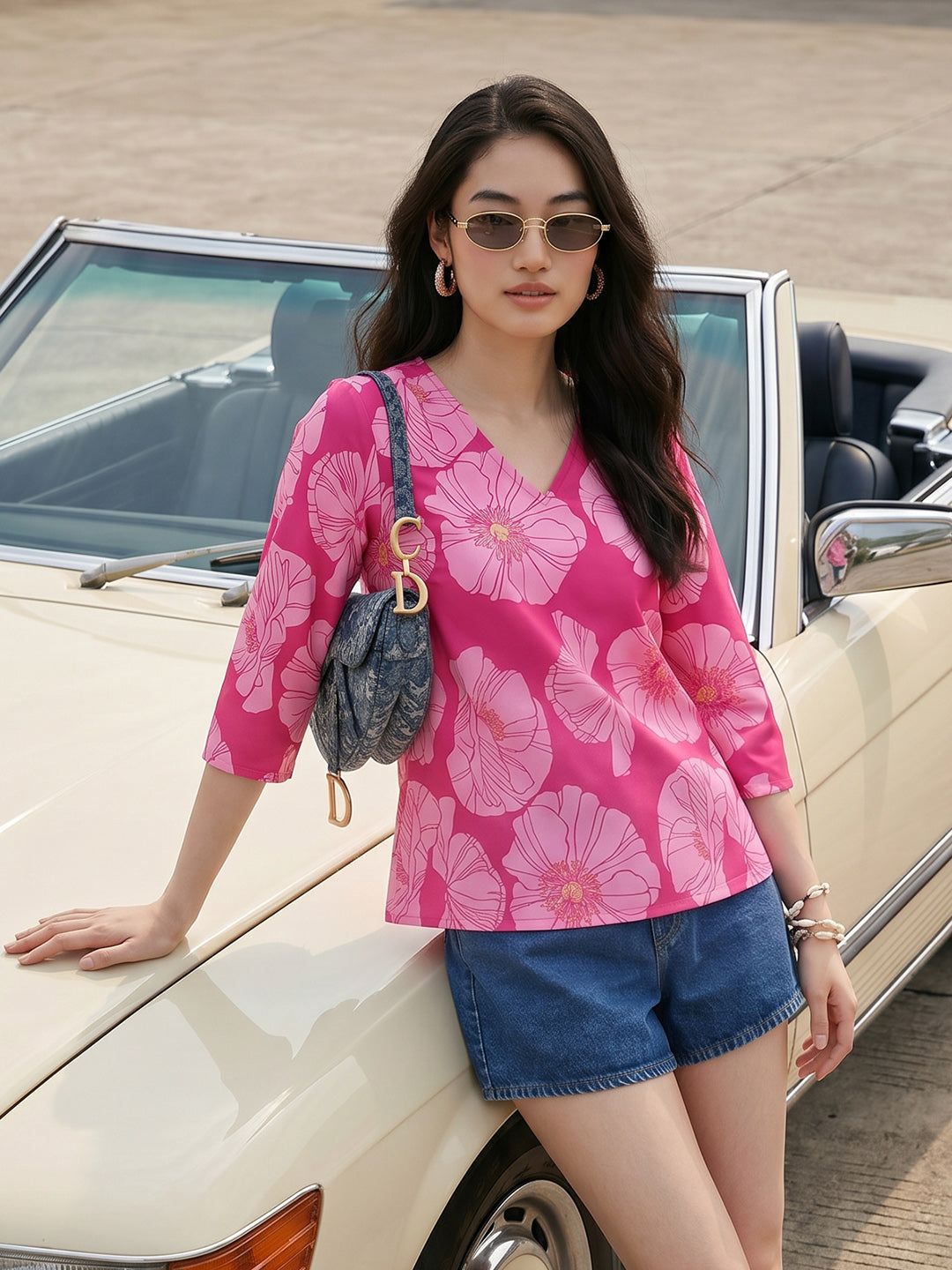Janasya Pink Straight Crepe Top - Dista