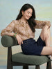 Janasya Olive Straight Dobby Georgette Top - Dista