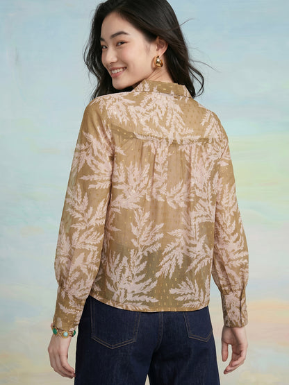 Janasya Olive Straight Dobby Georgette Top - Dista