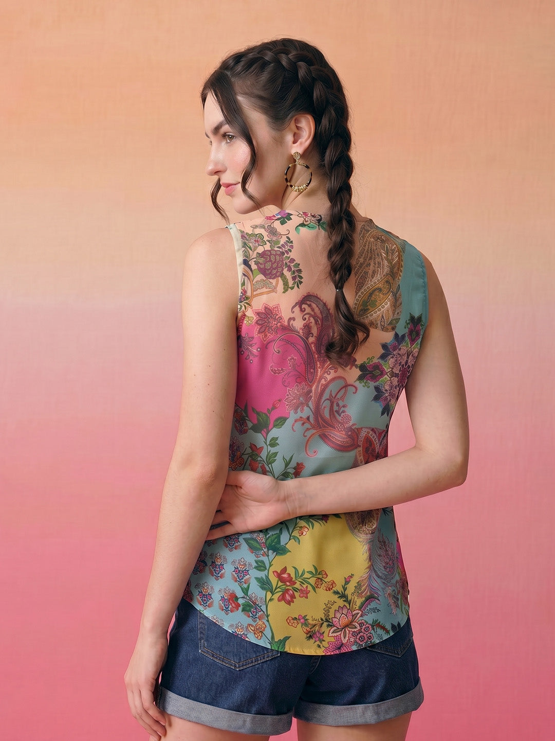 Janasya Multi A-Line Georgette Top - Dista