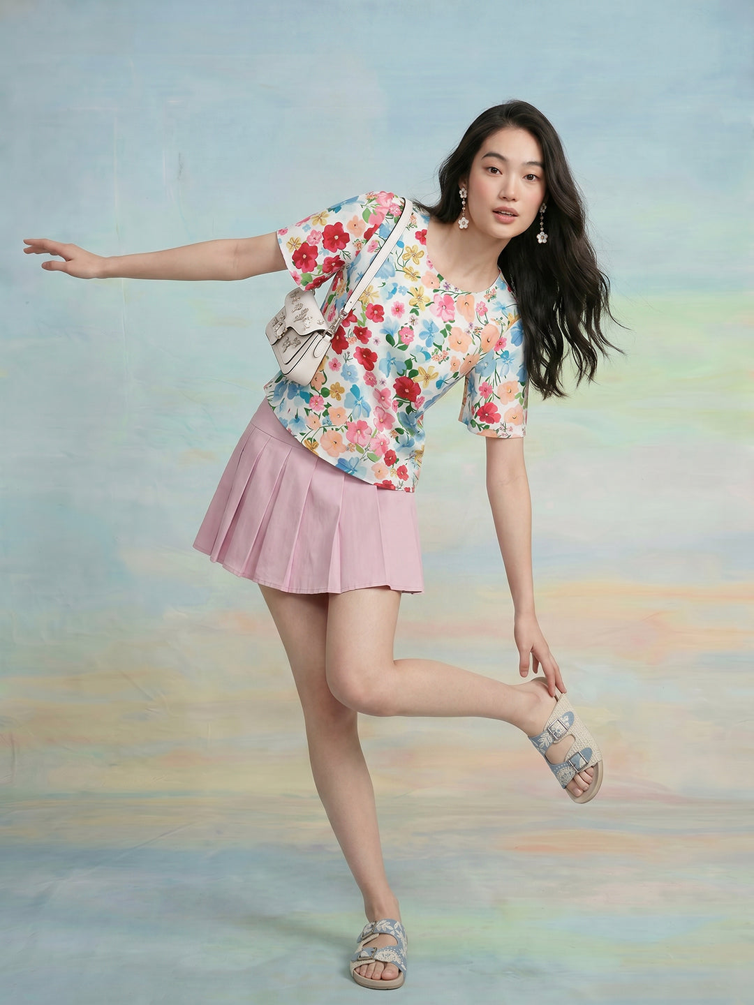 Janasya White Straight Crepe Top - Dista
