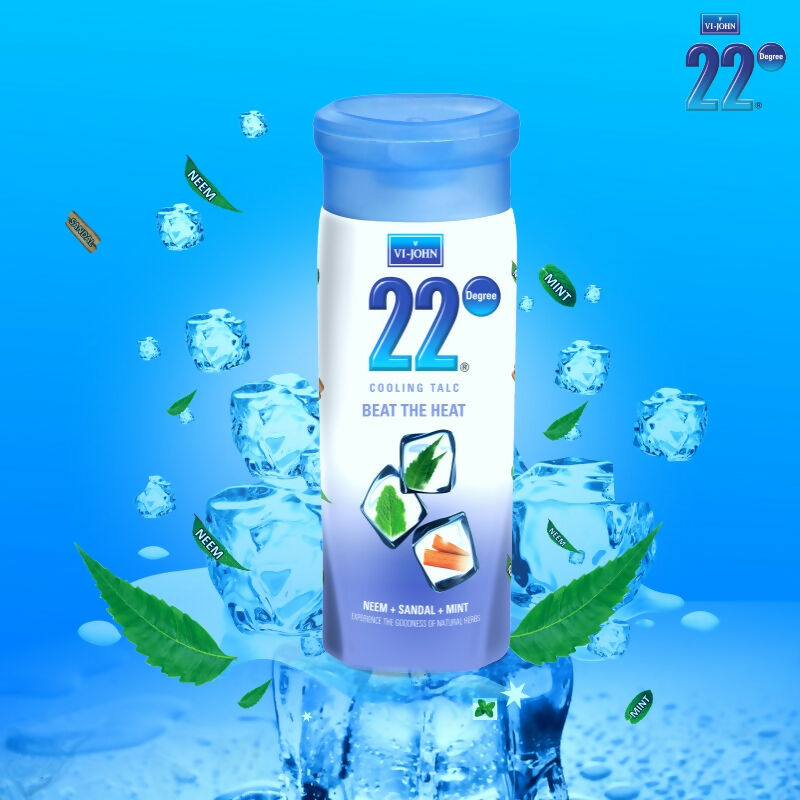 VI-JOHN 22 Degree Cooling Talc Beat the Heat Neem,Sandal and Mint - Distacart