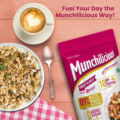 Munchilicious Muesli - Fruit & Nut, 75% Nuts, Grains, Seeds, Fruits & Berries - Distacart