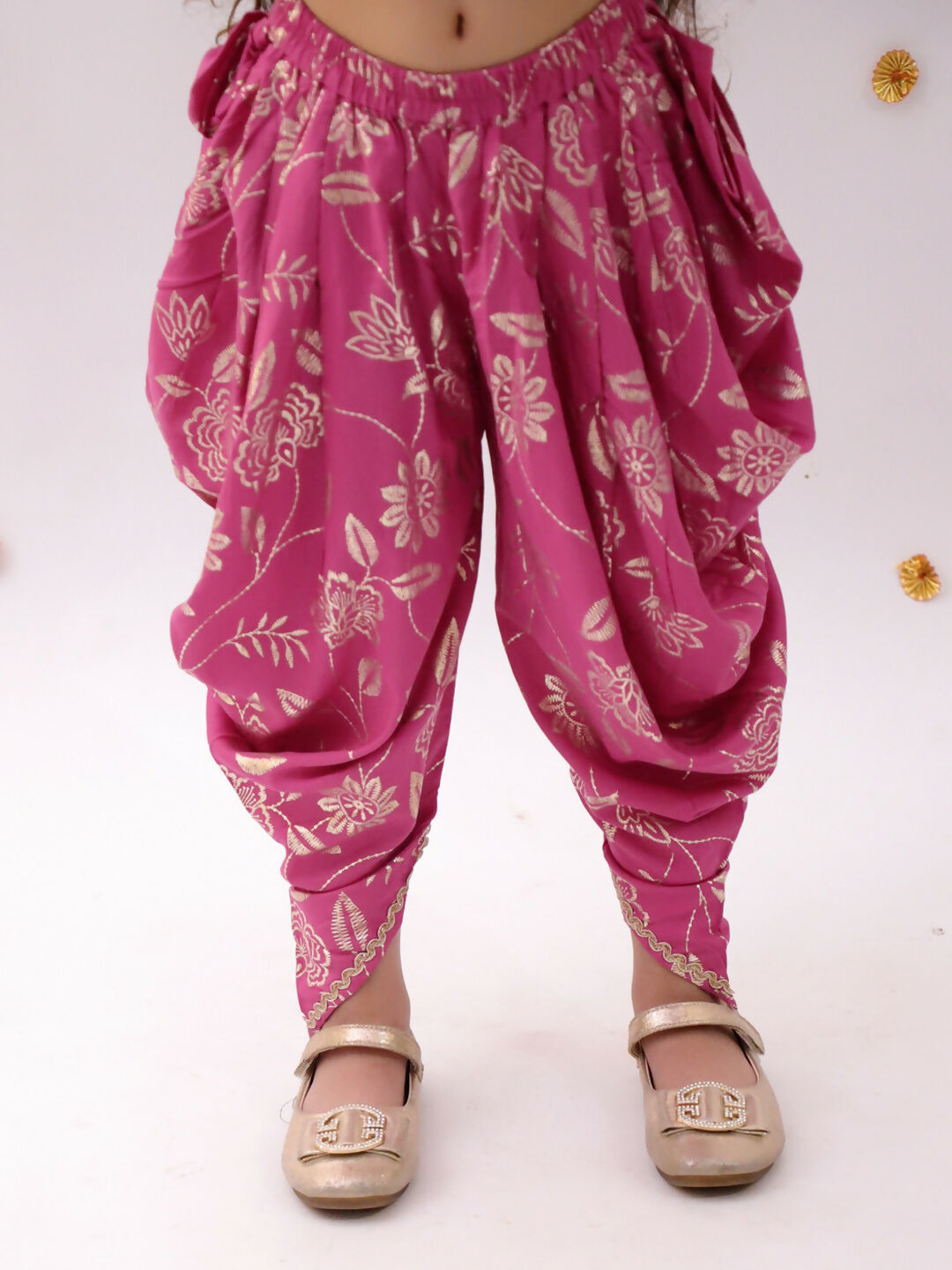 Lil Drama Khilkhilahat Pink Top and Dhoti Set For Girls