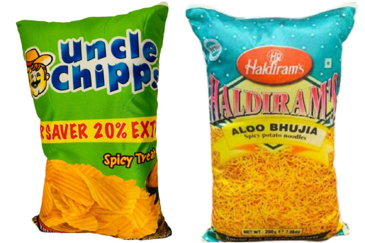 Unique Fashion Pack of 2 Microfibre Filled Reversible Cushion For Kids - Uncle Chips And Haldiram - Distacart