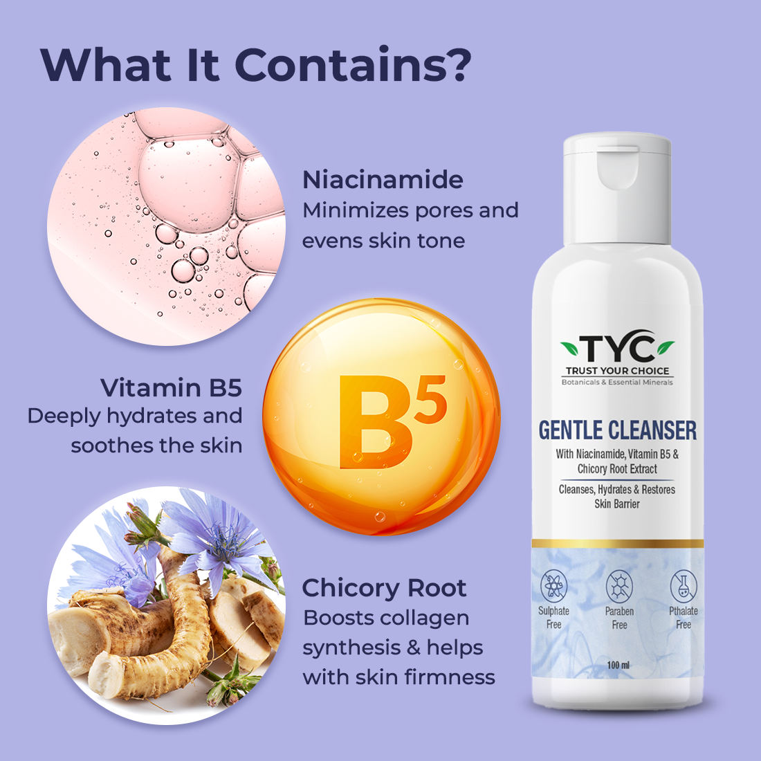 TYC Gentle Cleanser With Niacinamide, Vitamin B5 & Chicory Root Extract - Dista