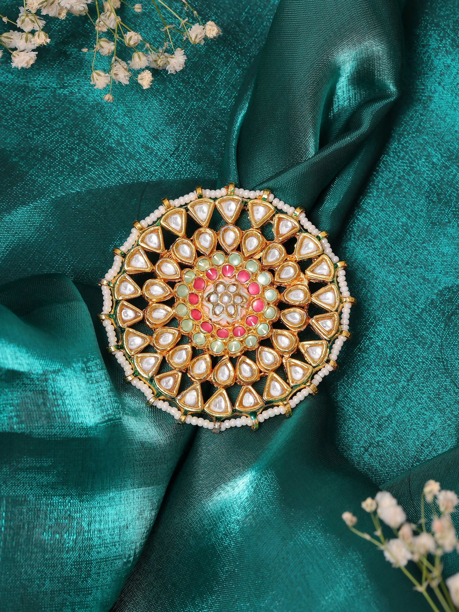 Ruby Raang Gold Polished Multi-Color Maharani Cocktail Ring