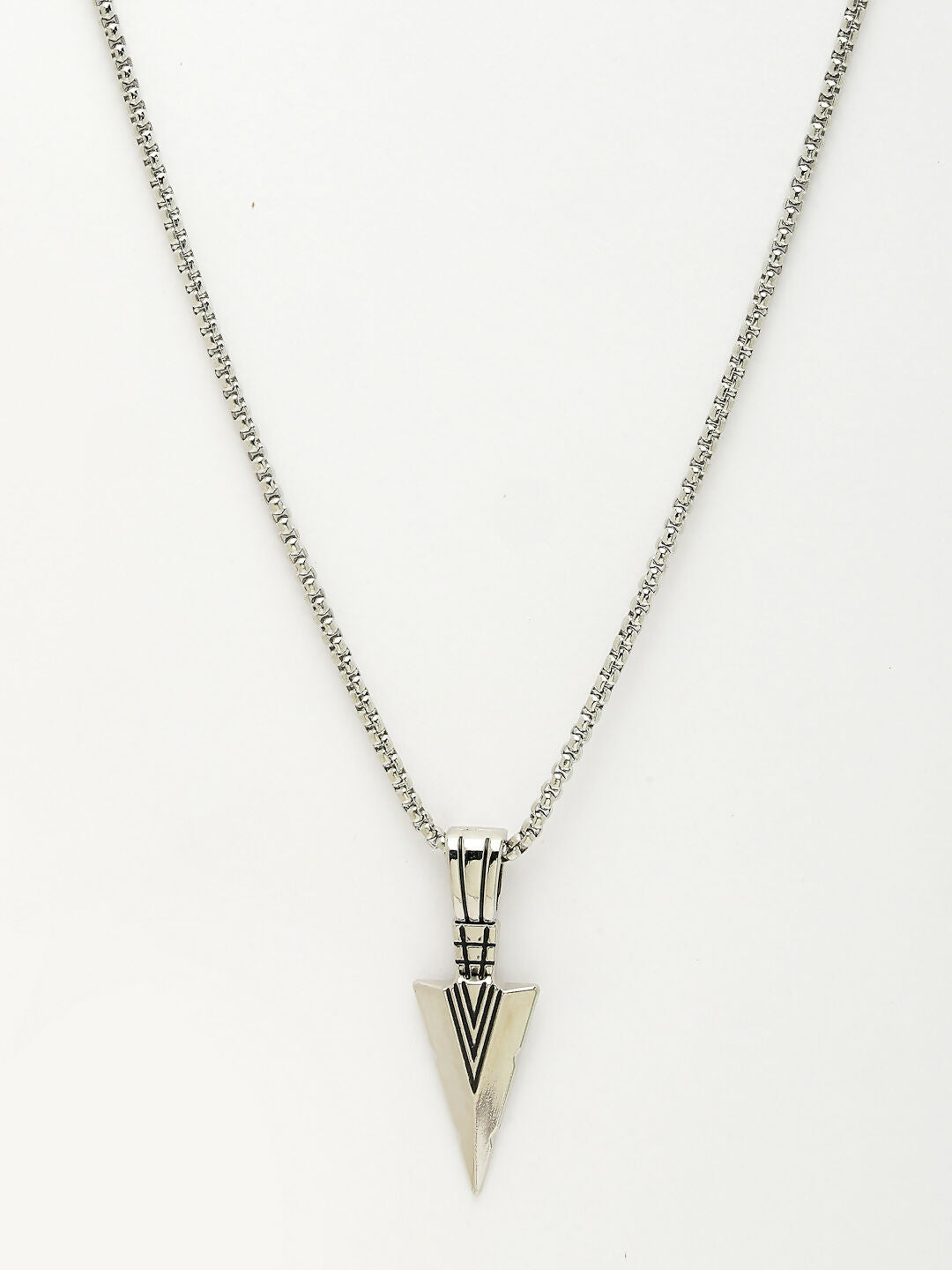 NVR Men's Silver-Plated Arrow-Shaped Pendant With Chain - Distacart