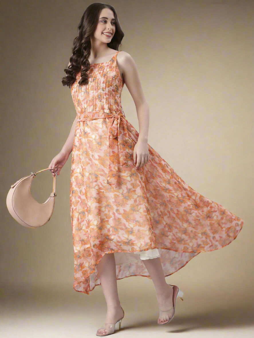Souchii Floral Print Tiered Dress – Flowy Fit & Flare