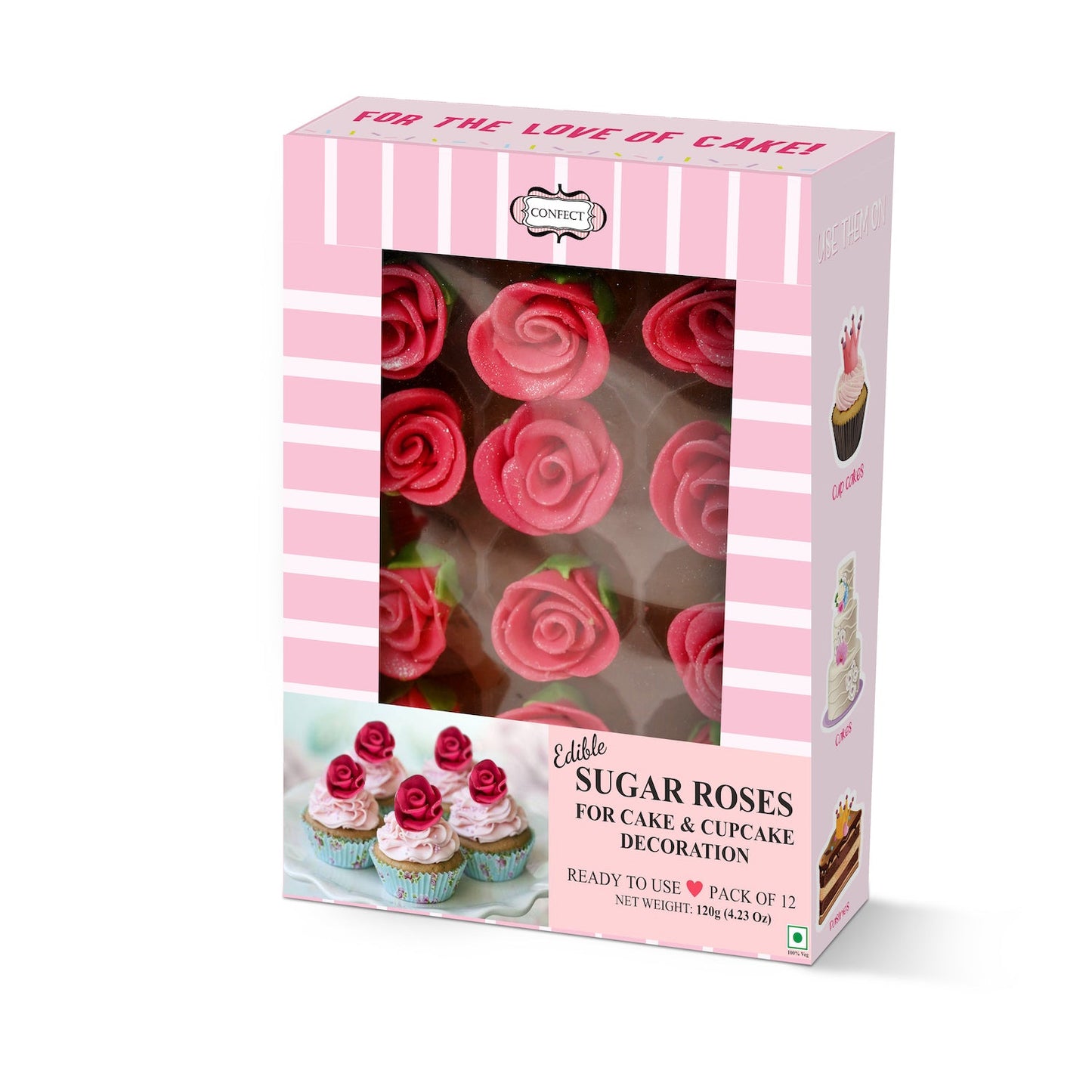 sugar roses for cake cupcake decoration taffy neon 120 gms