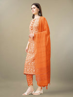 Thumbnail for Jyoti Fashion Women's Orange Rayon Embroidery & Sequence work Kurta with Trouser & Dupatta - Distacart