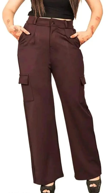 PAVONINE Tan Color Cotrise Fabric With 4 pockets Cargo/Trousers For Girls & Women - Distacart