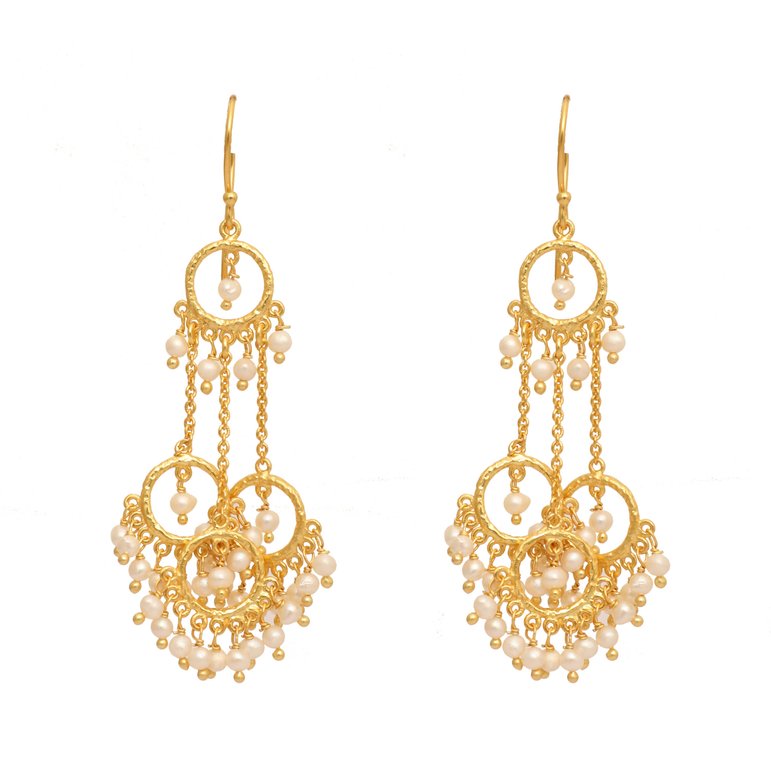 Nuyug 18k Golden Ring Pearl Drops Anti Tarnish Earrings