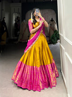 Thumbnail for Lehenga Mart Designer Wedding Lehenga Choli For Women - Mustard - Distacart