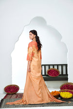 Thumbnail for BulBul Tasneem Silk Peach Kurta Set with Dupatta