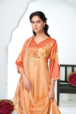 Thumbnail for BulBul Tasneem Silk Peach Kurta Set with Dupatta