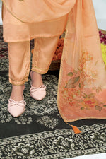 Thumbnail for BulBul Tasneem Silk Peach Kurta Set with Dupatta