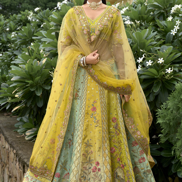 Vegaa Fashion Multicolor Silk Embroidered & Hand Work Wedding Wear Lehenga Choli - Distacart