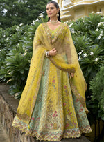 Thumbnail for Vegaa Fashion Multicolor Silk Embroidered & Hand Work Wedding Wear Lehenga Choli - Distacart
