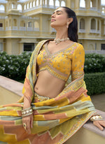 Thumbnail for Vegaa Fashion Multicolor Silk Embroidered & Hand Work Wedding Wear Lehenga Choli