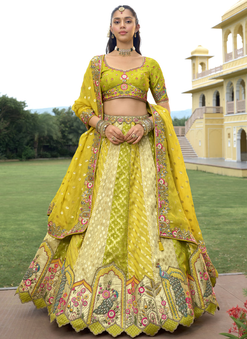 Vegaa Fashion Multicolor Silk Embroidered & Hand Work Wedding Wear Lehenga Choli - Distacart