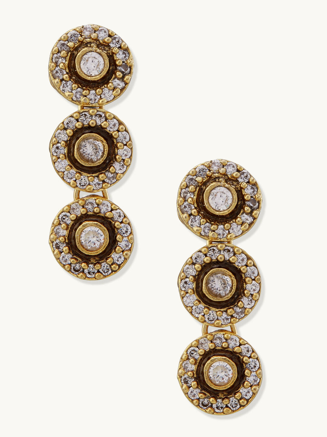 Nuyug 22K Gold-Plated Zircon Studded Enamel Embellished Dual Layered Necklace Set